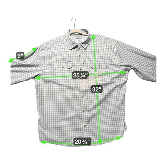 PONCHO MENS XL Checkered Casual Button-Down Shirt MAGNETIC POCKETS UTILITY SPORT - Picture 3 of 12